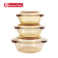 Forno Seguro Amber Glass Casseroles Prato com tampa